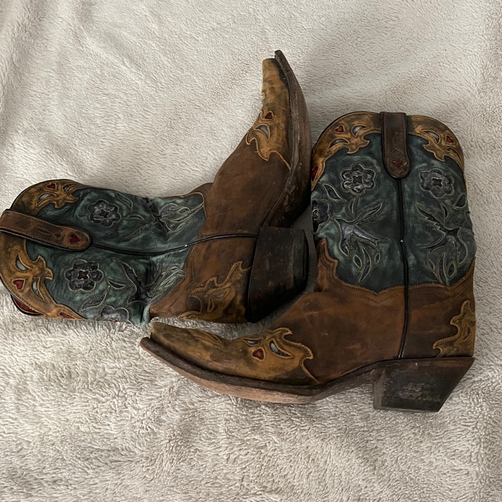 Dan Post Brown & Teal Embroidered Western Boots Women’s 10